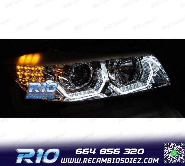 FAROS BMW E90 E91 05-08 OJOS ANGEL 3D CROMADOS