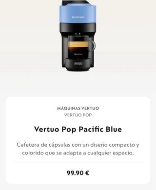 Cafetera Nespresso Vertuo Pop Negra
