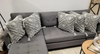 6 Fundas de cojín grises con flecos