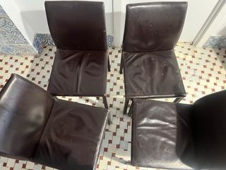 4 Sillas de Piel Marrón