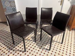 4 Sillas de Piel Marrón