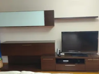 Muebles de salón madera y cristal