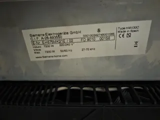 Placa Inducción Siemens 1 fuegos