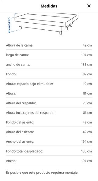 Sofá Cama IKEA ÄLVDALEN 3 Plazas