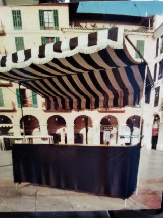 Toldo de loneta rayas blanco y azul