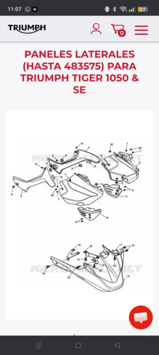 Carenado Triumph Tiger 1050