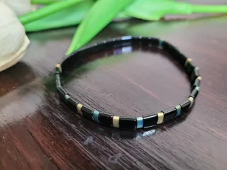 Pulsera Piedra Natural Negra Multicolor