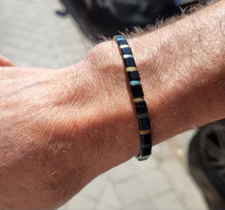 Pulsera Piedra Natural Negra Multicolor