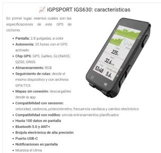 Ciclocomputador iGPS630