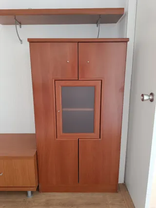 Muebles de salón de madera. Armarios y estantería.
