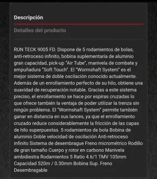 Carrete carpfishing "Run TeCk 9005 FD"