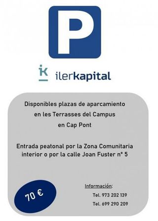 Garaje en alquiler en Cappont en Lleida