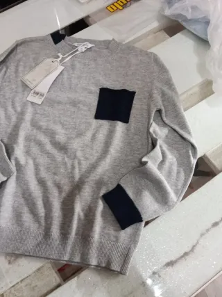 Maglioncino bimbo dpt★street grigio taschino blu