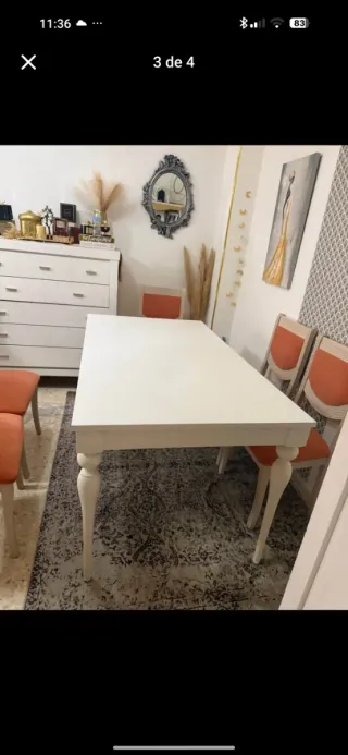 Mesa de comedor blanca 160x90 sin sillas