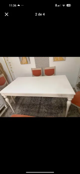 Mesa de comedor blanca 160x90 sin sillas