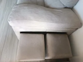 Sofá chaise longue gris tela