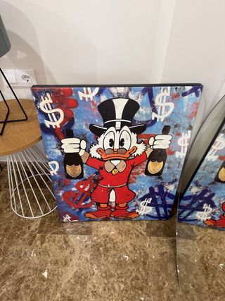 Cuadro moderno personaje con botellas