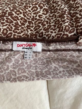 Top Y2K leopardo con encaje marrón