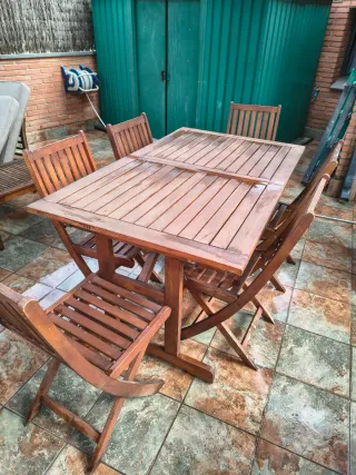 Conjunto de rinconera + mesa extensible+6 sillas