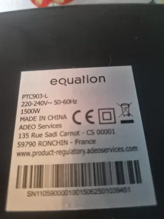 Calefactor Cerámico Equation 1500W