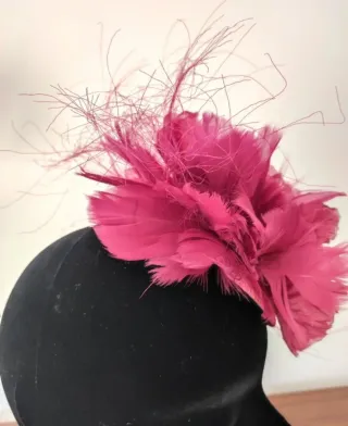 Tocado flor seda rosa/rojo