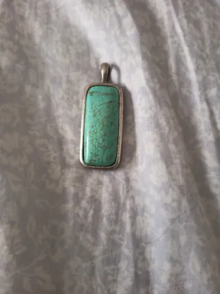 Colgante Rectangular Turquesa Plata