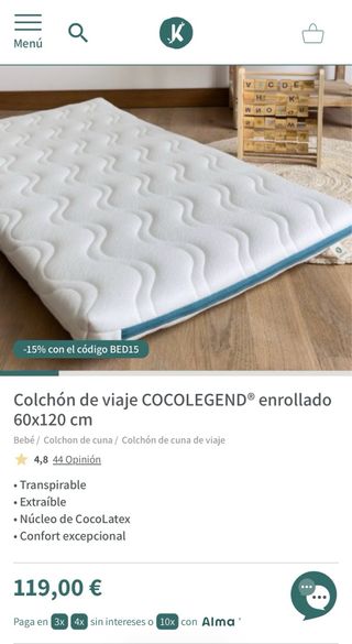 Colchón enrollable viaje Kadolis bebé