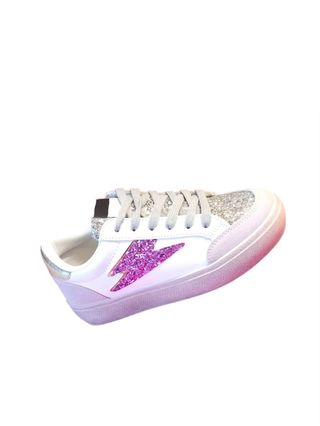 Sneakers Donna Glitter Argento e Bianco
