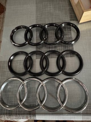 Emblema Audi 4 Anillos Negro y Cromado