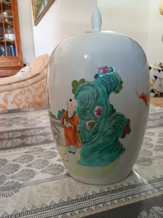 Jarrón chino porcelana multicolor