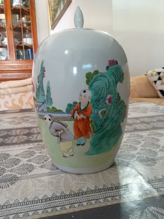 Jarrón chino porcelana multicolor