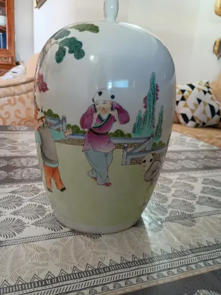 Jarrón chino porcelana multicolor