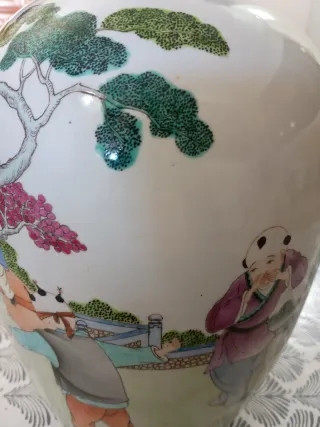 Jarrón chino porcelana multicolor