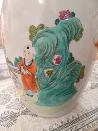 Jarrón chino porcelana multicolor