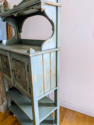 Aparador madera artesanal azul 75x35x150