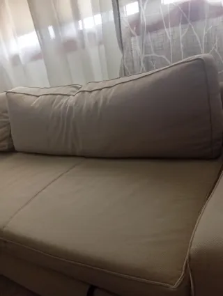 Sofá chaise beige de tela