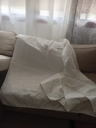 Sofá chaise beige de tela