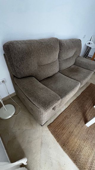 Sofá de 2 plazas tela beige/marrón