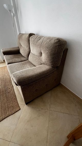 Sofá de 2 plazas tela beige/marrón