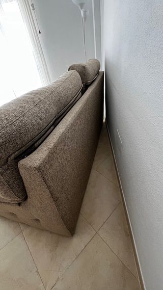 Sofá de 2 plazas tela beige/marrón