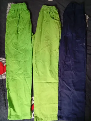 Pantalones de trabajo azul y verde