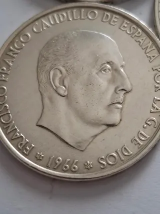 5 Monedas de 100 Pesetas Plata Franco 1966