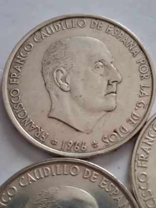 5 Monedas de 100 Pesetas Plata Franco 1966