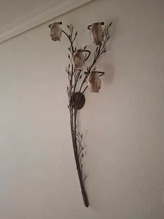 Aplique de pared doble forja y cristal