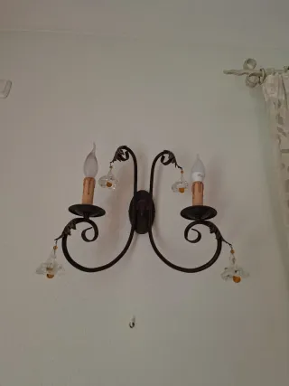 Aplique de pared doble forja y cristal