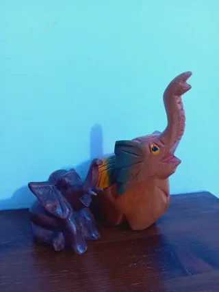 Statuette Elefante Decorativo Legno