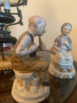 Coppia di figure vintage in porcellana - Anziani