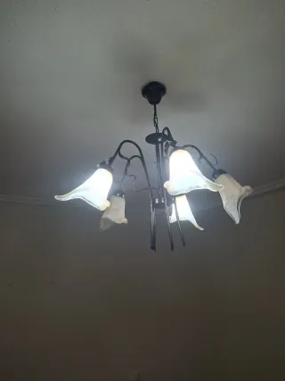 Lámpara de techo cristal y metal