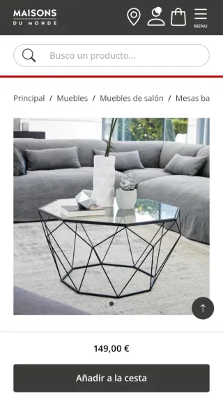 Mesa de centro cristal y metal (74x74x43)