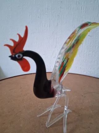 Gallo in vetro colorato di Murano vintage